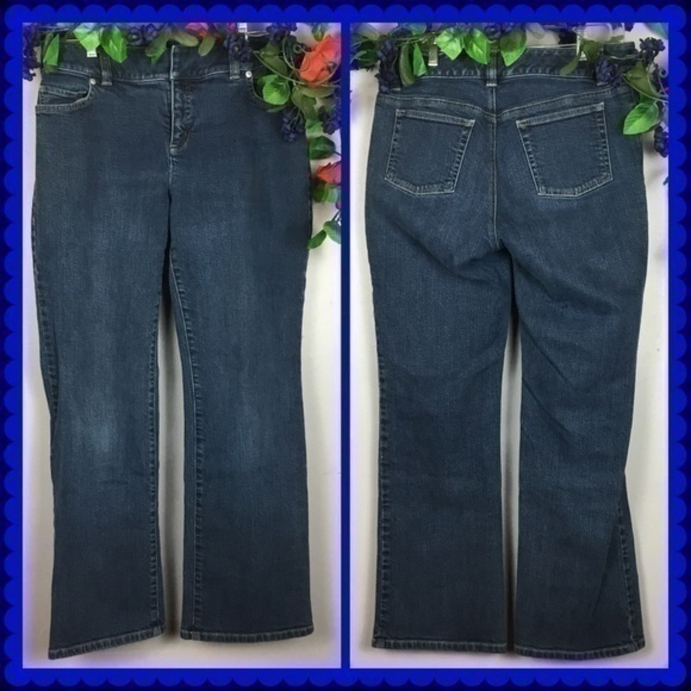 LANDS’ END Boot Cut Mid Rise Denim Jeans Size 8 x 29.5